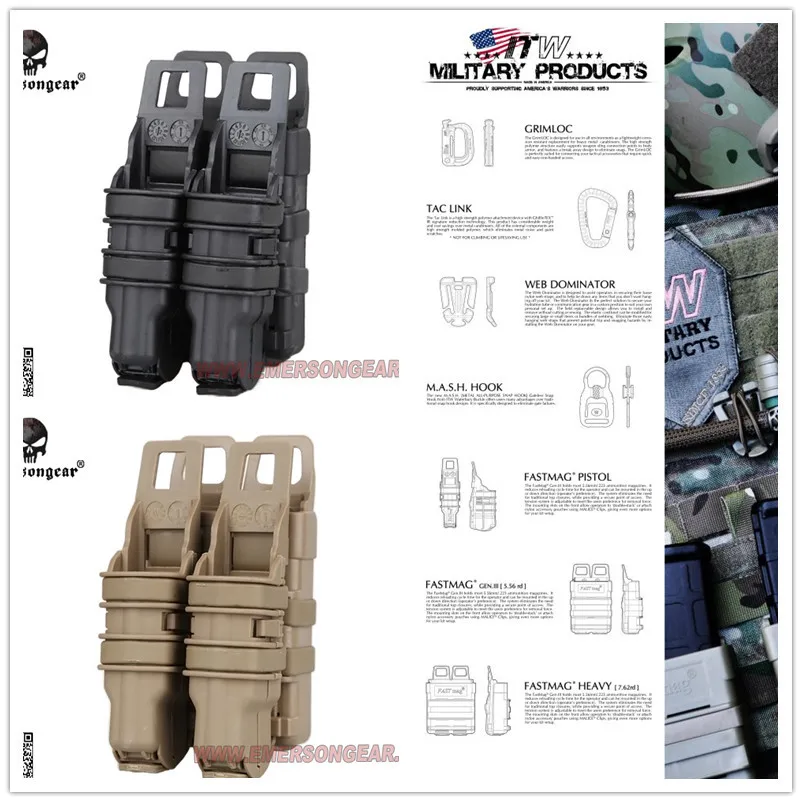EMESON крепежный элемент для магазина винтовка+ Пистолетная обойма сумка EM6347 сумка для журналов