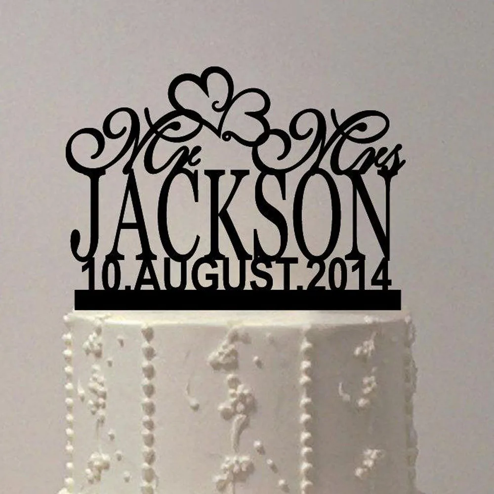 

Custom Personalized Wedding Cake Topper.Decoration Birthday cake by TopperDesigner,initial cake topper for wedding acrylic black