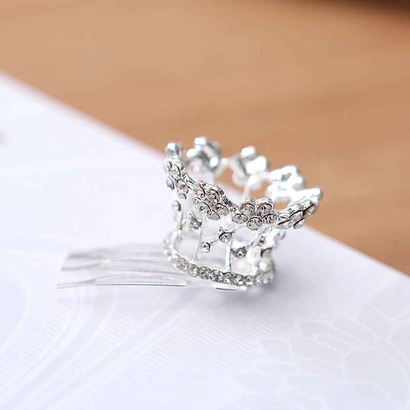 

2018 Limited Tiaras Trendy Zinc Alloy Round Children Girls Hair Accessories Rhinestone Jewelry Comb Crown Tiara