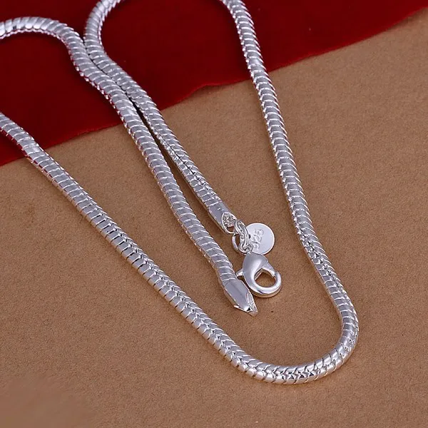 

Men's Jewelry 24 '' 4mm 925 Silver with Necklace Snake Chains n191 Gift Bags Wholesale fashion jewelry