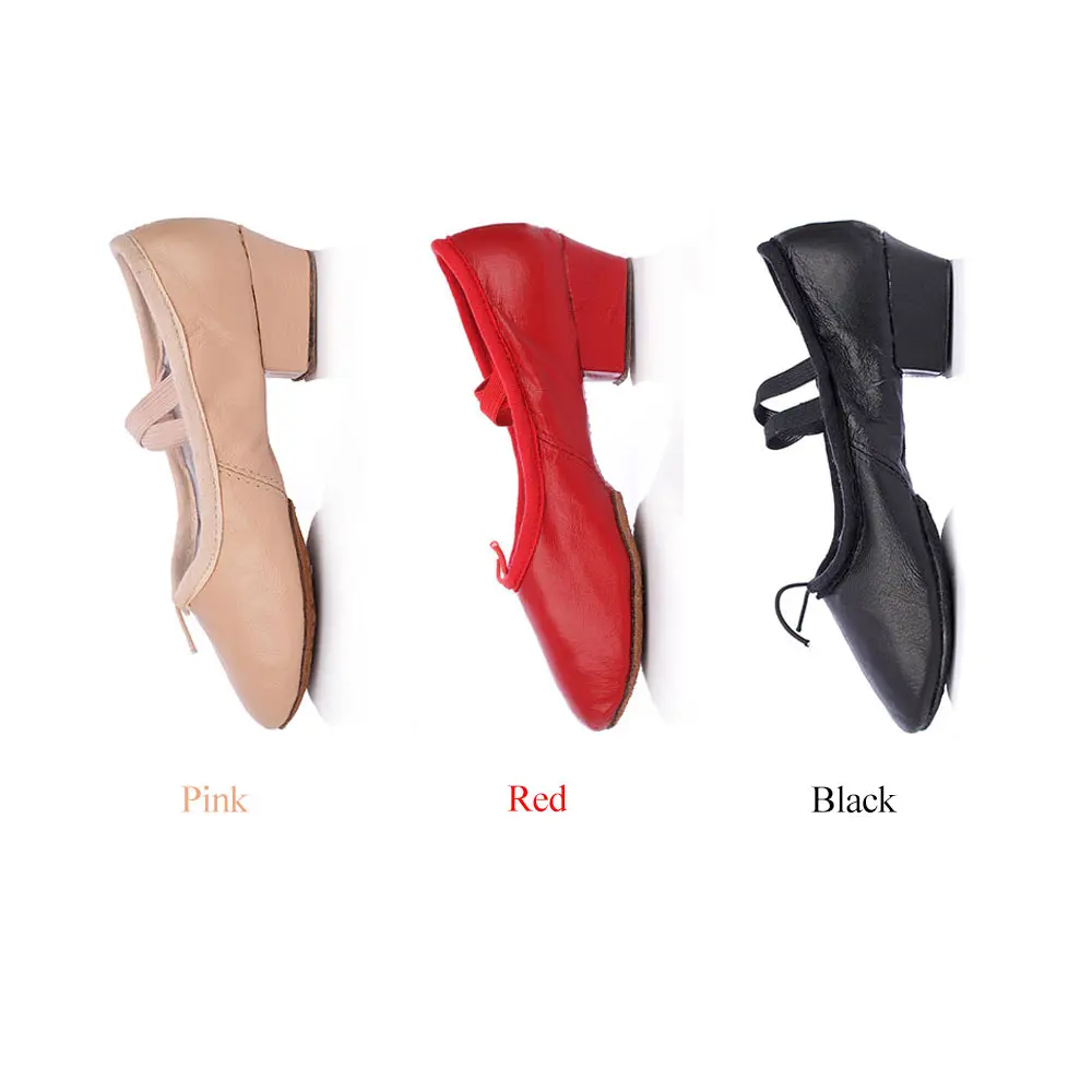 Кожаная танцевальная обувь для балета Женская танцевальная обувь для занятий танцами для женщин, танцевальная обувь для балета, Джаз красный/черный/розовый цвет, размеры 34-41