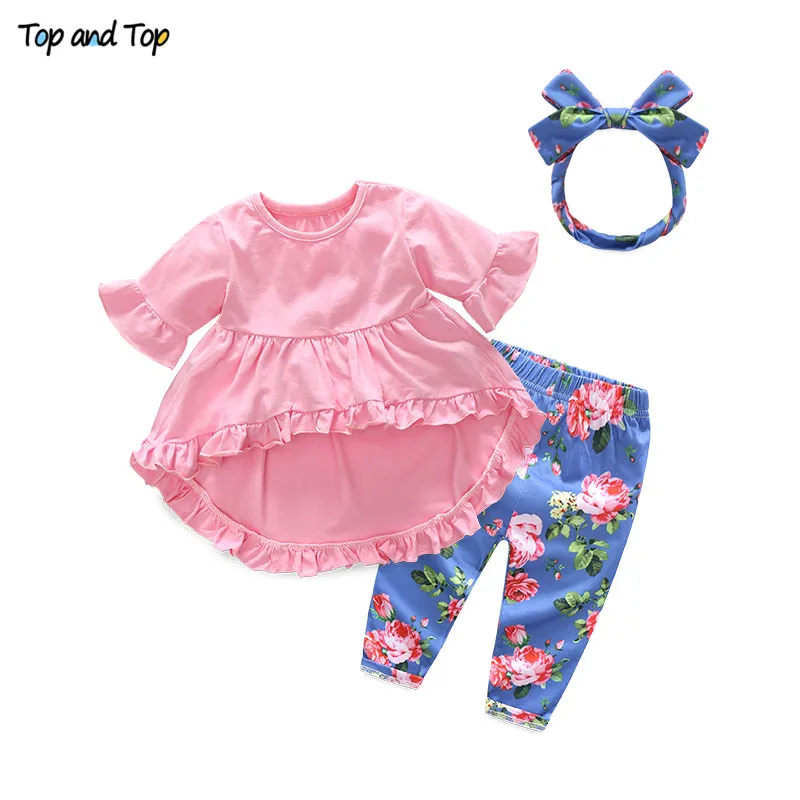 Top and Top Fashion Cute Toddler Girls Clothing Set Short Sleeve T