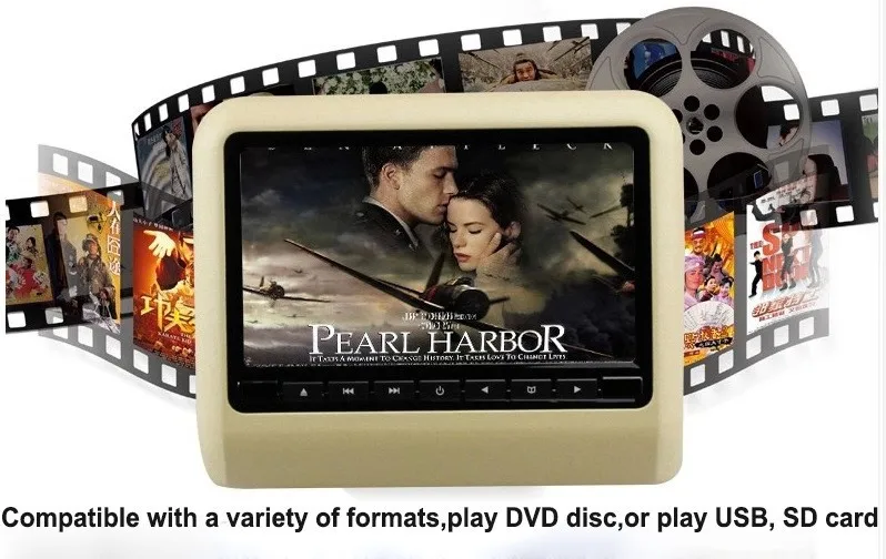 Top Free shipping one pair 9 inch car headrest DVD player with USB/SD,Bracket,HDMI,32 bits Game,IR,FM,HD screen,1PC DVD+1PC monitor 15