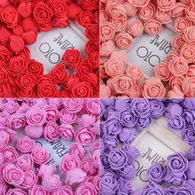144Pcs/Pack 2cm Mini PE Foam Artificial Rose Flower Head for DIY Craft Wreath Wedding Bouquet Scrapbooking Party Home Decoration