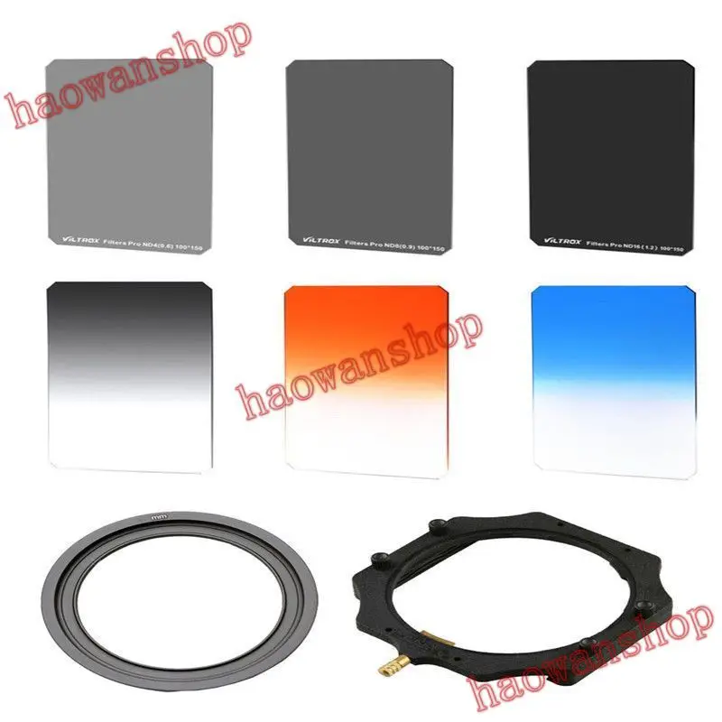 

100*150mm nd4+nd8+nd16 square Filter+Gradual ND8+blue+orange+Holder+58mm ring For cokin Z