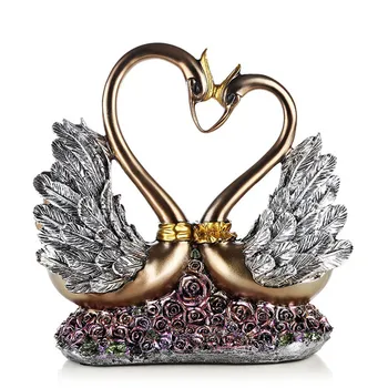 

Modern Simple Resin Couple Swan Craft Figurines Europe Swan Home Decorations Living Room Bedroom Furnishings Couple Wedding Gift