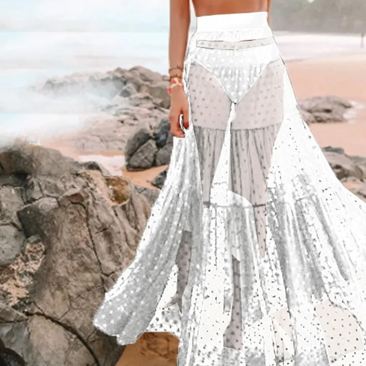 

2019 New Women Summer Sexy Solid High Waist Skirt Bohemian Casual Holiday Beach Long Skirt юбка женская faldas mujer moda Wd4