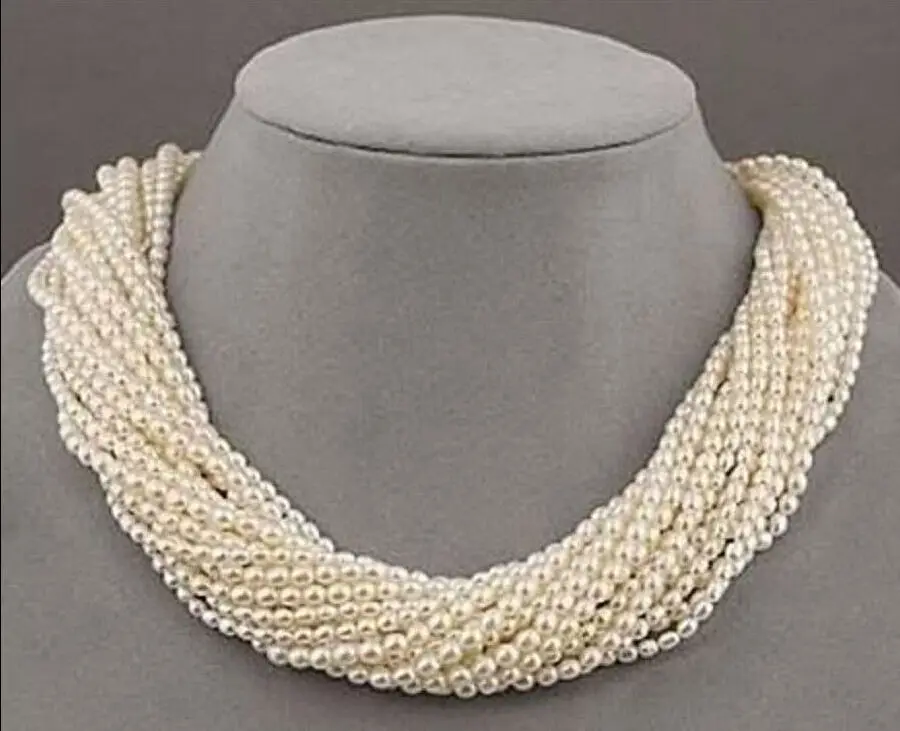 

latest design 8 strands beautiful AAA+ south sea white pearl necklace 18 inch