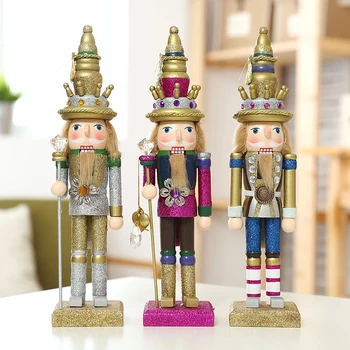

Free Shipping 30cm 3pcs/lot Nutcracker King Ornaments Pure Manual Colored Drawing Pine Wood Nutcracker Dolls Home Decor