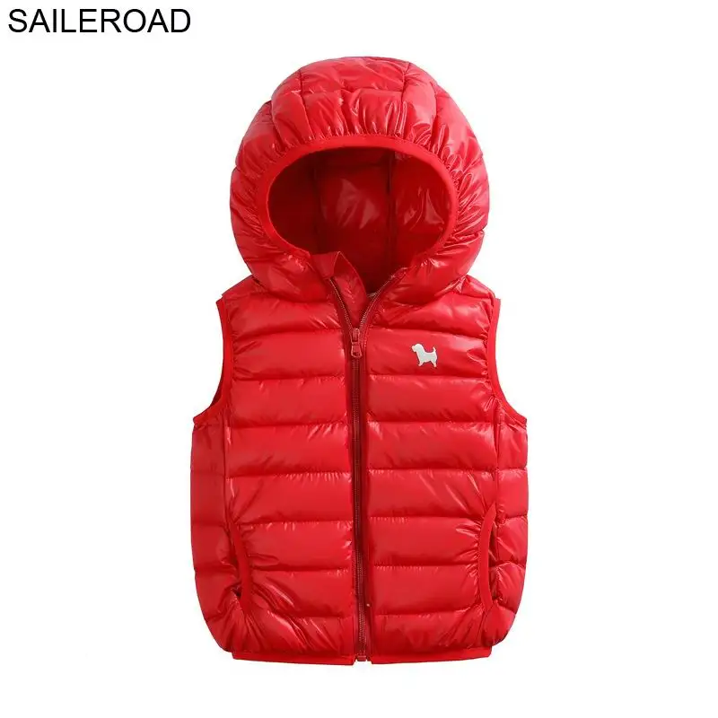 SAILEROAD/зимний жилет для мальчиков и девочек возрастом от 2 до 9 лет Детский комплект верхней одежды наивысшего качества на белом утином пуху жилет для маленьких мальчиков - Цвет: red