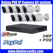 Original English Dahua 8ch waterproof IPC-HFW1320S 3MP bullet POE onvif IP camera kit with 8POE NVR recorder NVR4108H-8P