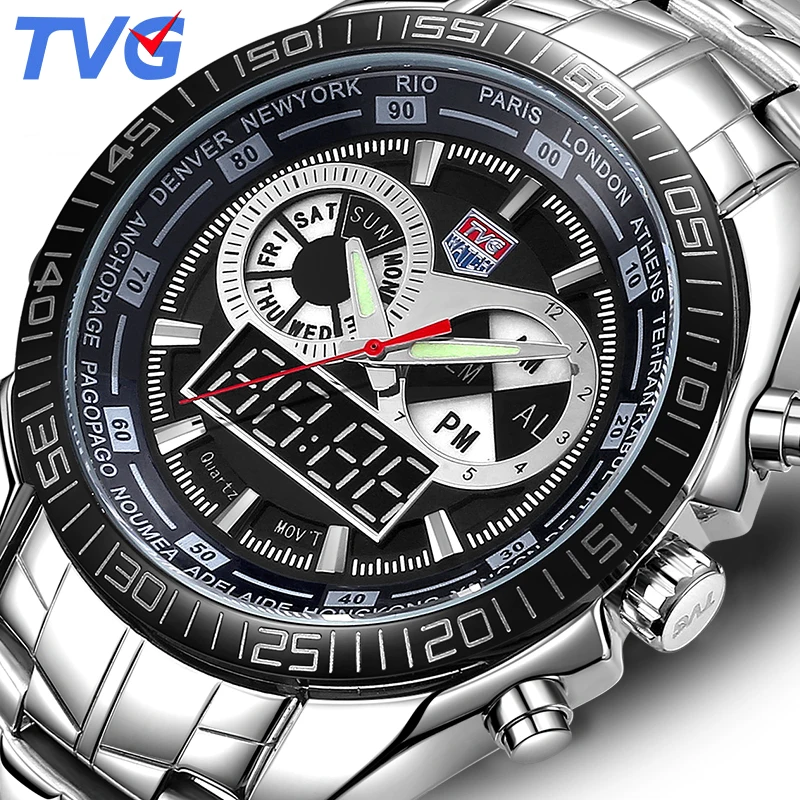 TVG Merk Digitale Horloge Mannen Sport Waterdicht Quartz Klok Analoge Mode  Lichtgevende LED Horloge Horloges Relogio Masculino xfcs|xfcs|xfcs led -  AliExpress