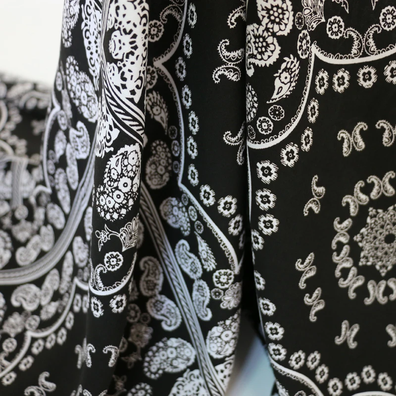 Черный Лоскутная вискоза ткань платье материал плед Пейсли