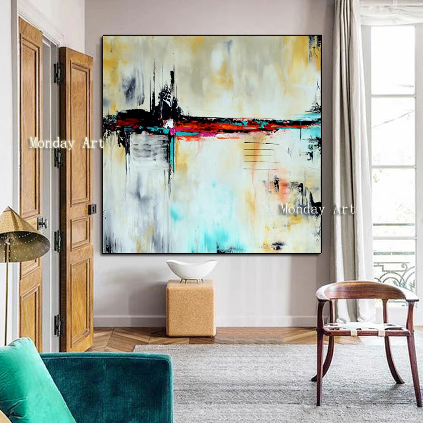 23 Large Palette Knife Painting On Canvas ORIGINAL Abstract Painting Minimalist Art Abstract Decor Large Contemporary Turquoise