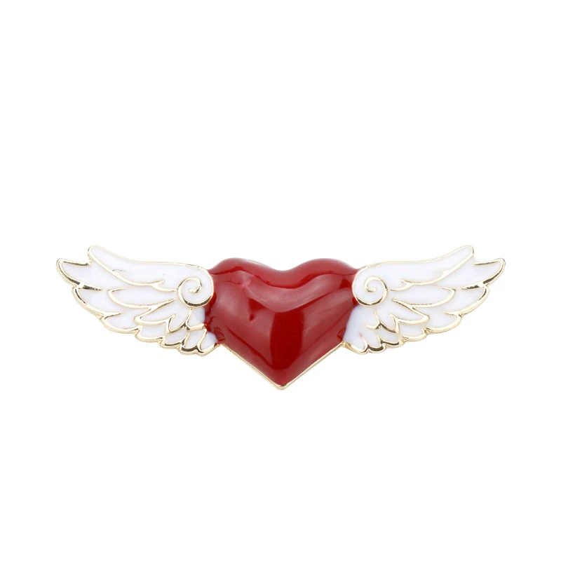 

MQCHUN Japanese Anime Sailor Moon Brooch Card Captor SAKURA Angel Wings Red Heart Gold Badge Brooches Pins for Women Girl Gift