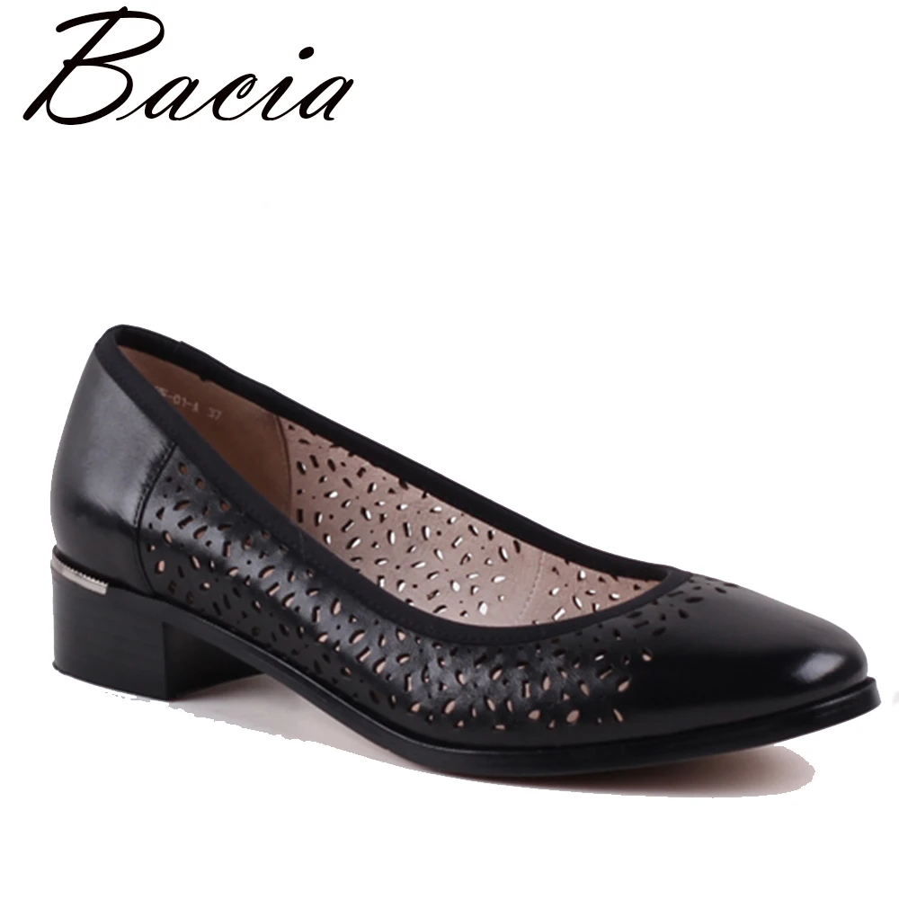 

Bacia High Quality Genuine Leather Oxford Shoes For Women Slip-on Office Ladies Shoes Casual Round Toe Heels Women Shoes VXA013