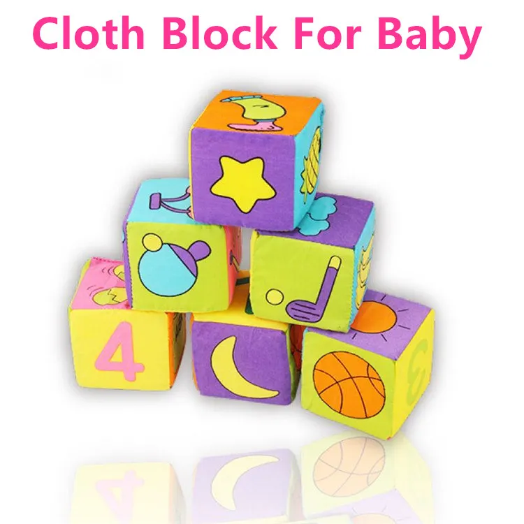 

TOP Sale 6pcs in 1 Set Cloth Blocks New Infant Baby Building Cloth Doll Soft Rattle early Educational Baby Toy Soft Plush 1 Set