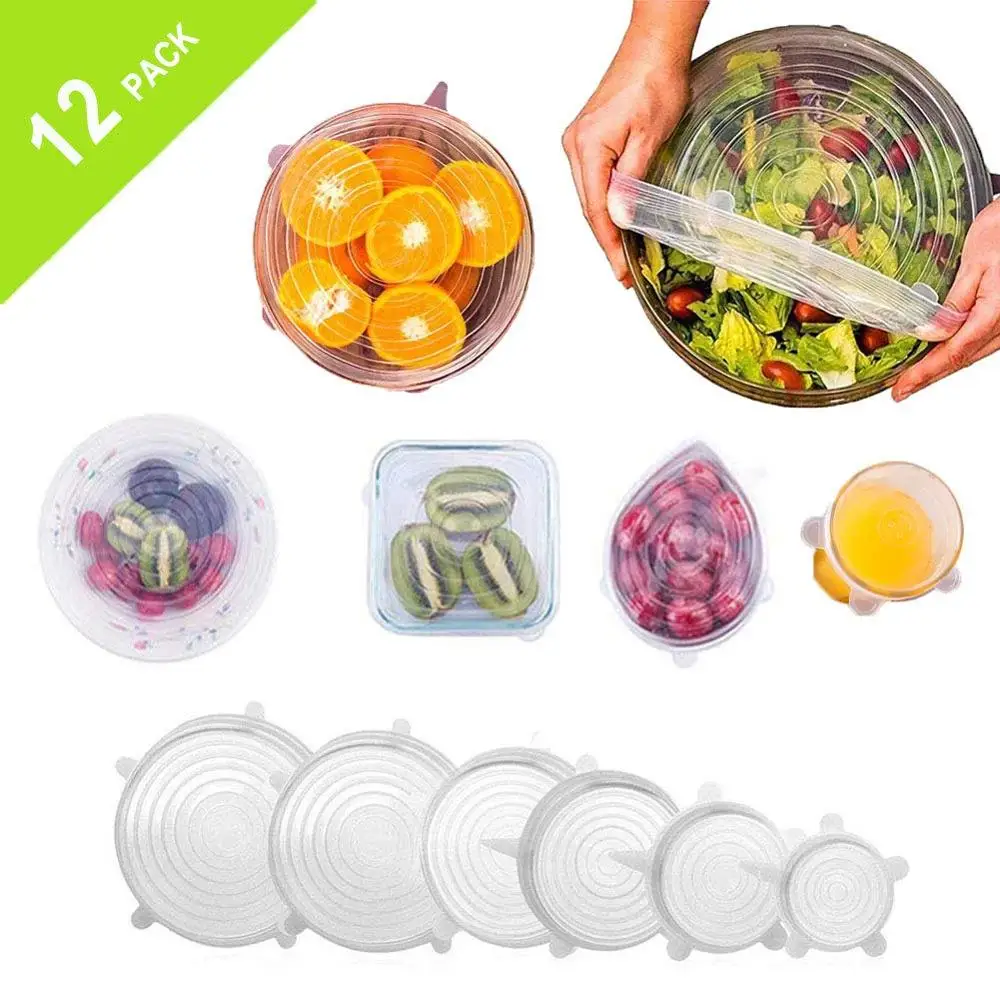 

Silicone Stretch Lids,Expandable Lids to Keep Food Fresh,Fit Various Sizes and Shapes of Containers Food Covers or Bowl Covers