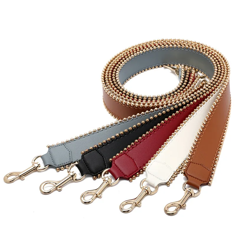 

Fashion Brand 105cm Genuine Leather Bag Strap for Handbags Fashion rivets Wide Shoulder Strap for Bag Handbag Accessories belt