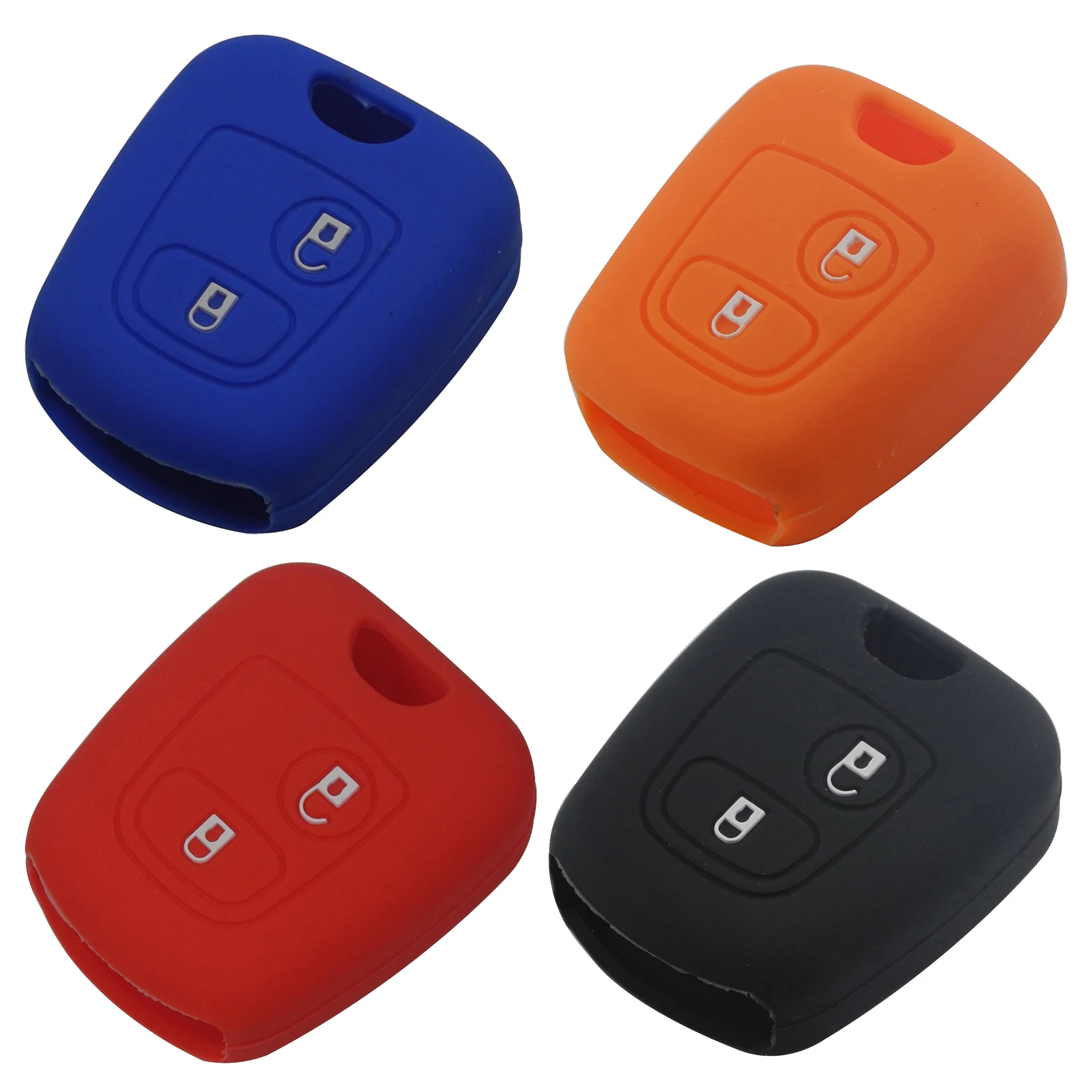 jingyuqin New Remote Car Key Silicone Rubber Case Cover For Peugeot 107 206 307 207 408 Key Protector Holder Shell 2 Buttons