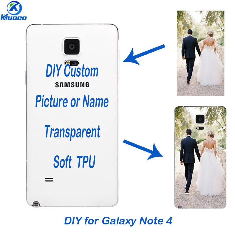 For Samsung Galaxy Note 4 DIY Soft TPU Back Cover 5.7 inch Transparent Phone Case for N9100 Shell Custom Photo Fundas |