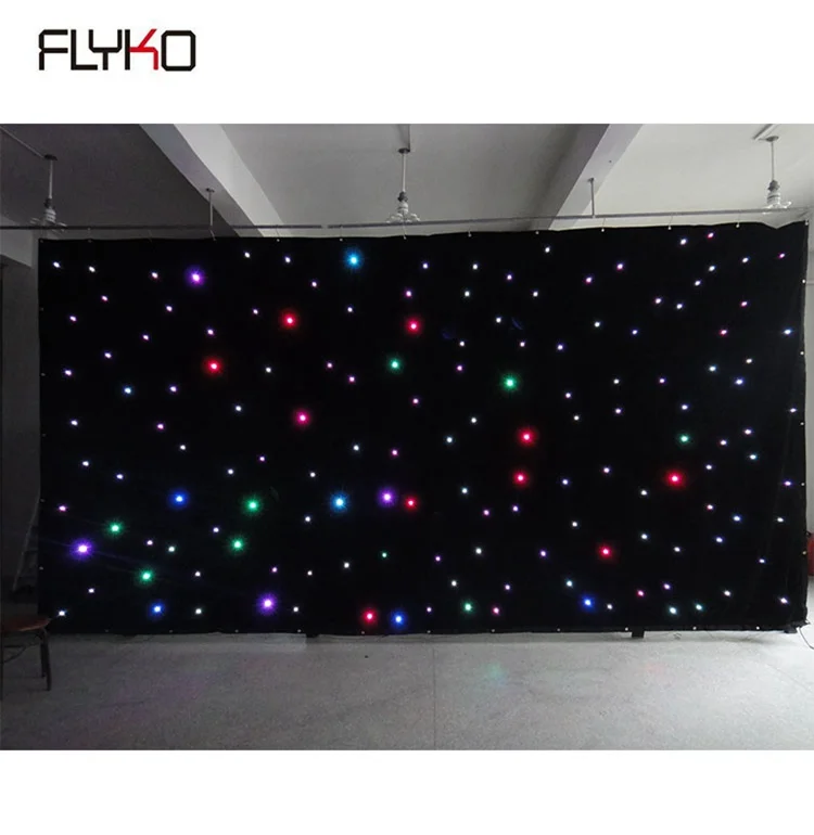 

Оптовая цена бархатная ткань 3*6 м 324 шт RGB в 1 огнеупорный СВЕТОДИОДНЫЙ занавес со звездным эффектом для украшения сцены