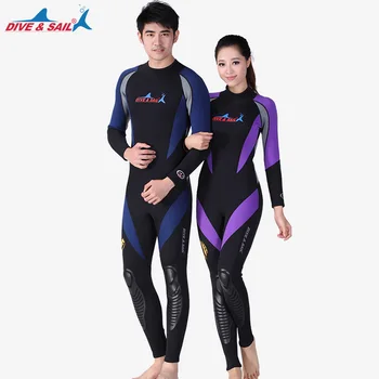 

1.5MM Neoprene Long Sleeved One-piece Lovers Wetsuit Men Women Snorkeling Jumpsuit Full Body Dive Wet Suit Warm Winter Swim Surf