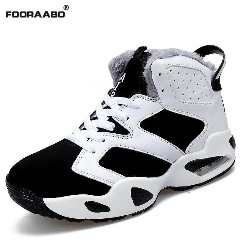 

Fooraabo Super Warm Winter Shoes Men Casual Shoes With Fur Keep Warm Snow Shoes Suede Outdoor Male Shoes White Platform Walking