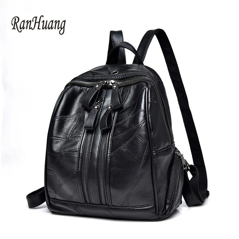 

RanHuang Women Casual Backpack Women's Genuine Leather Backpack Black School Bags For Teenage Girls mochila feminina A1196