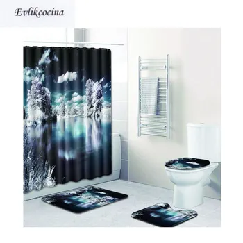 

Free Shipping 4Pcs Ice World Banyo Paspas Bath Mat Set Antislip Bathroom Tapete Banheiro Washable Toilet Rugs Alfombra Bano