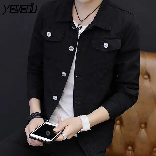 #7404 2019 Spring Windbreaker Casual Slim Denim Jacket Men Jeans Jacket Short White/Black/Red Coat Streetwear Bomber Jacket #7404 2019 Spring Windbreaker Casual Slim Denim Jacket Men Jeans Jacket Short White/Black/Red Coat Streetwear Bomber Jacket