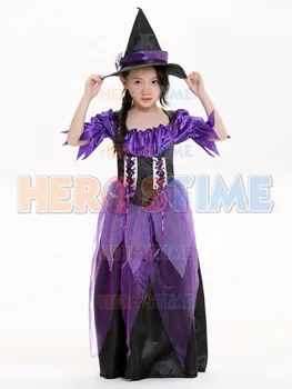 

2017 Kids Halloween Costumes Purple Witch Costume