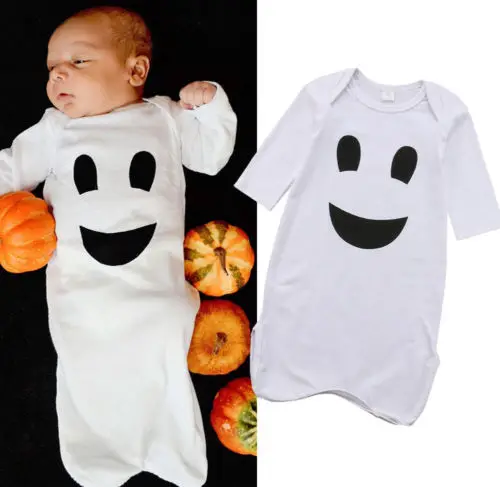 

2018 Brand New Kid Newborn Baby Boy Girl Halloween Romper Long Sleeves O-Neck Jumpsuit Playsuit With Feet Casual Cotton Set 0-1Y