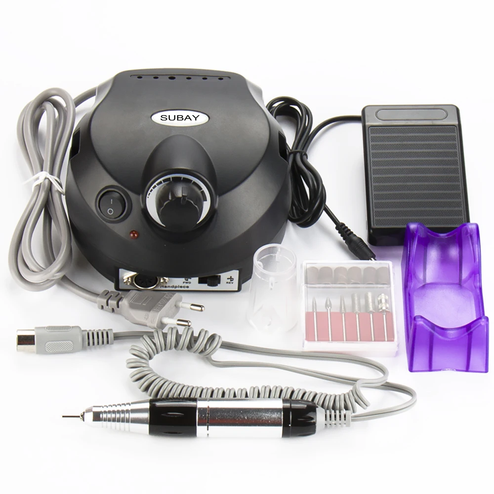 Pro 110/220V Black Electric File Buffer Bits Machine Set Electric Nail