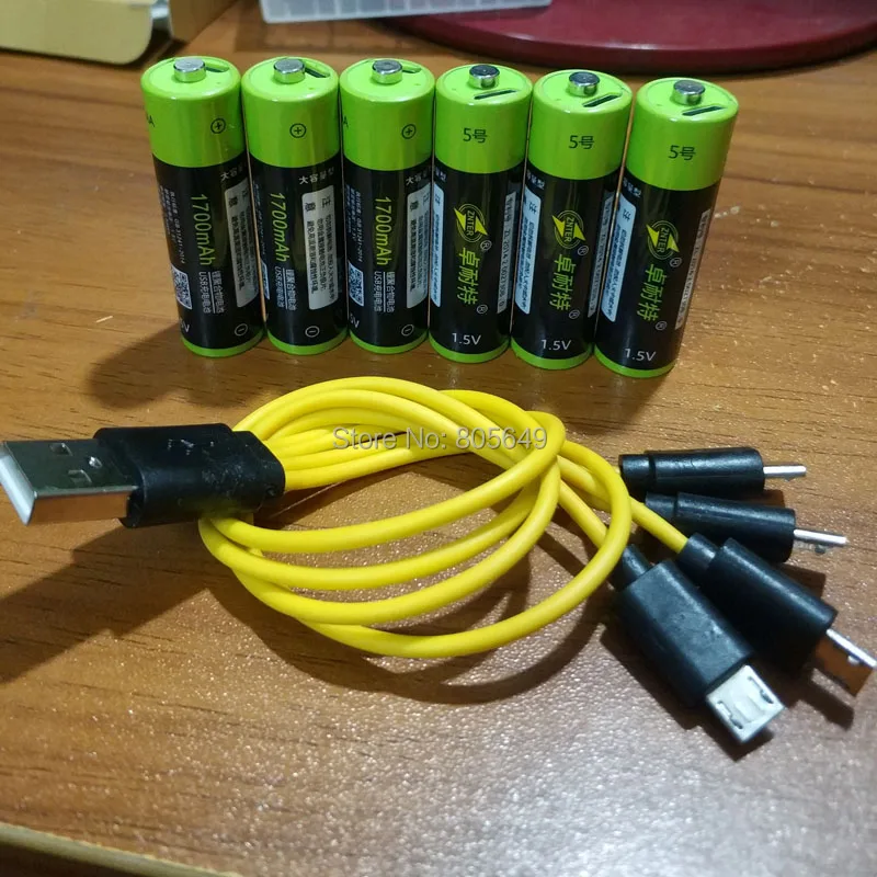 

New product ZNTER 1.5V AA 1700mAh li-polymer li-po USB rechargeable lithium li-ion usb battery USB cable pack