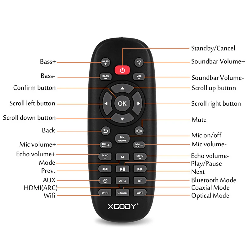  XGODY S-E20 Soundbar Speaker Subwoofer 40W for TV Home Theater Bass Aux-In Coaxial HDMI Bluetooth W