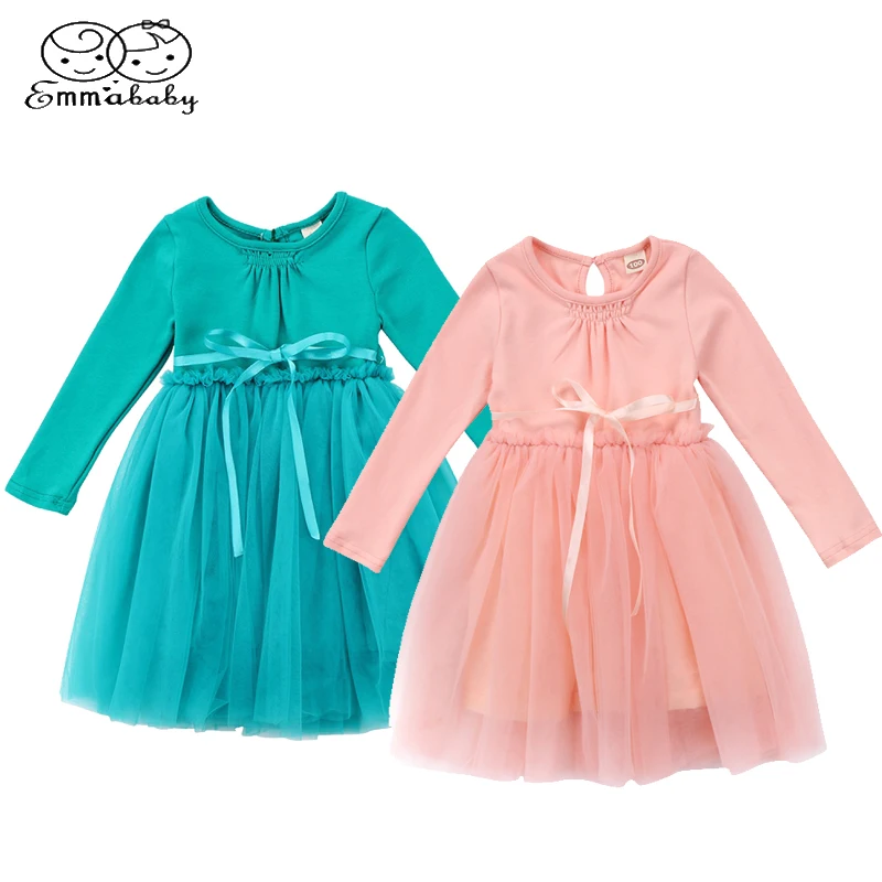 Emmaaby/детское фатиновое платье с длинными рукавами для маленьких девочек; наряд для свадьбы, выпускного бала; платья принцессы; одежда для детей