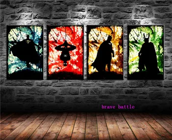 

Superhero 4 Pieces Canvas Painting Print Living Room Home Decor Modern Wall Art Oil Painting