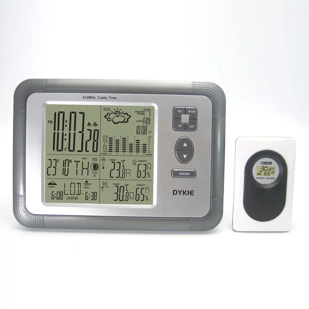 

433MHz Wireless Digital Weather Station Thermometer Hygrometer Alarm Clock Barometer Indoor Outdoor Humidity Monitor