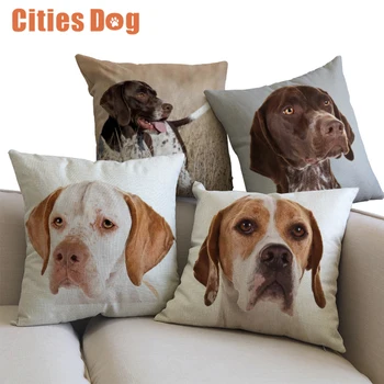 

Decorative Cushion cover Pillows case cojines decoracion para el hogar linen Animal Pointer dog 45x45 throw Car Pillow covers