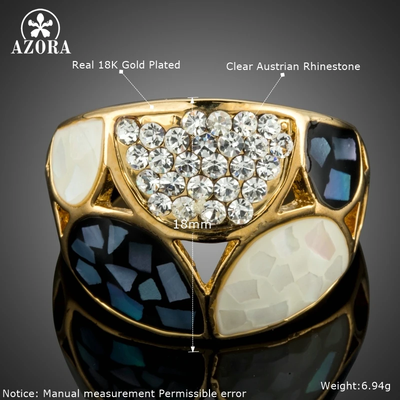 AZORA, полукруглый узор, дизайнерские вечерние ювелирные изделия, коктейльное кольцо, аксессуары, модные ювелирные изделия для женщин, золотого цвета, кольца на палец TR0190