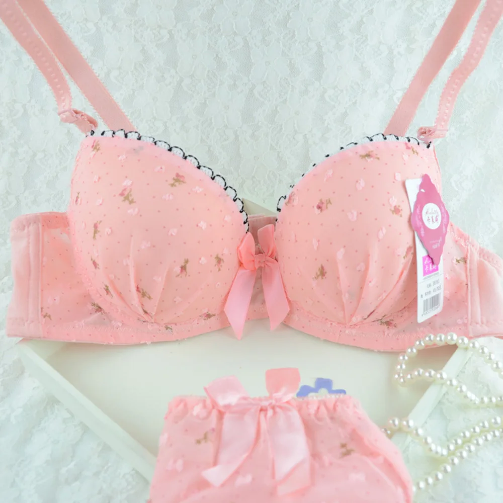 

Women Underwire Bras Floral Dot Push Up Underwear Brassiere 32-36B 3/4Cup New