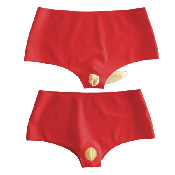 

100% Latex Rubber Gummi fashion Red briefs with transparent sheath Size XXS~XXL