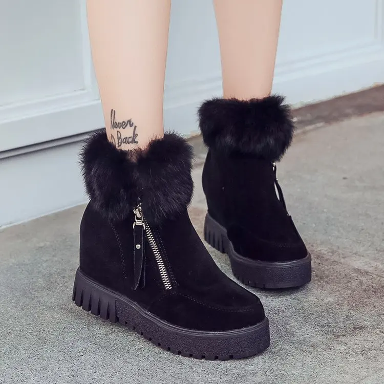 

Plush Women Internal increase Warming Boots Suede Outdoor Winter Feather Casual Shoes Durable Female Snow Boots Footwear785
