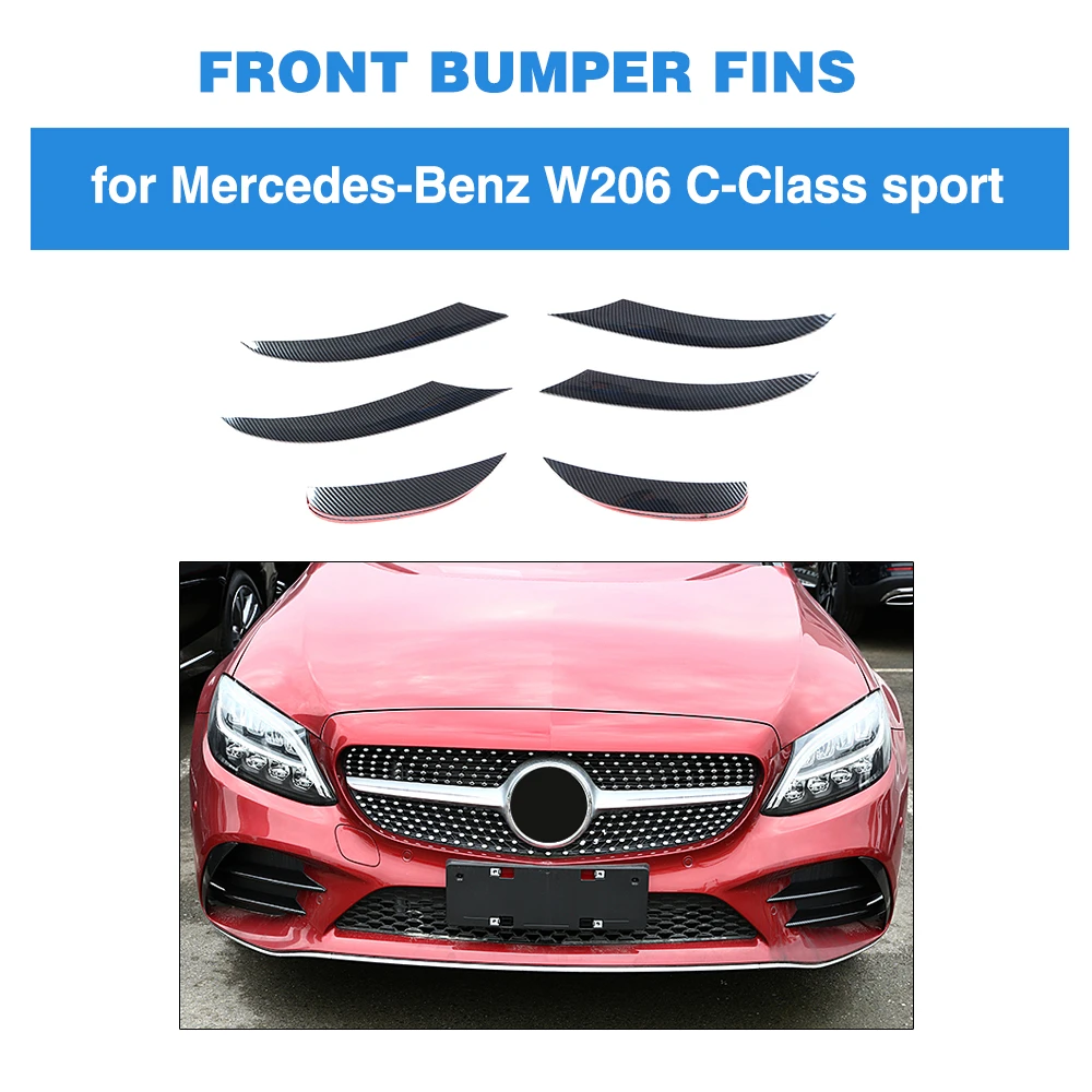 メルセデス ベンツ C クラス W6 C0 C300 19 Abs 光沢のある黒カーボンルックシルバー装飾フロントバンパーリップフェンダートリム バンパー Aliexpress