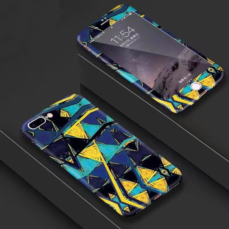 Простой художественный чехол с геометрическим рисунком 360 для iPhone 6s 7 8 Plus Xs 10