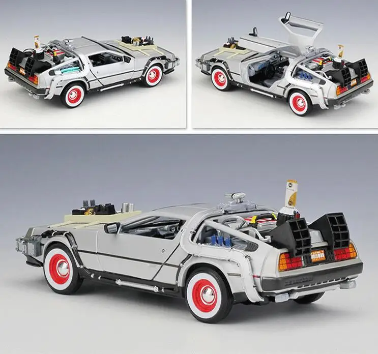 1/24 Scale Metal Alloy Car Diecast Model Part 1 2 3 Time Machine DeLorean DMC-12 Model Toy Back To The Future Part 1 W Kids Gift