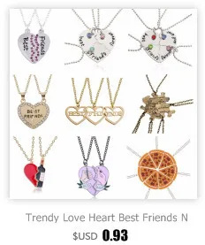 3 Pieces / Set Fashion Best Friends Forever Heart Shaped Pendant Unisex Necklace Commemorative Friendship Gift Dropshipping BFF