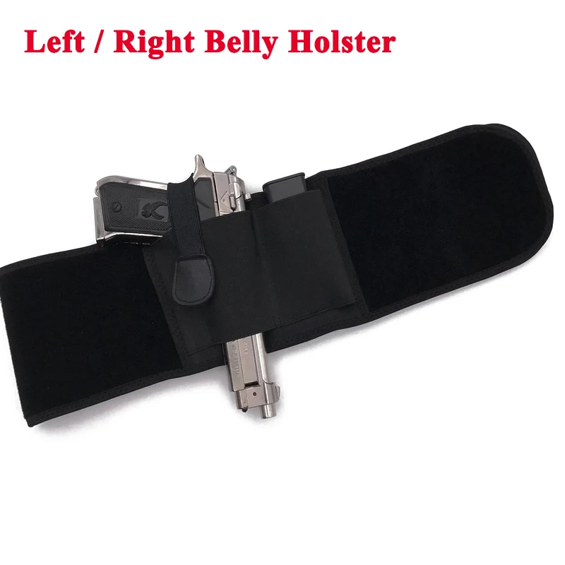 

Left Right Tactical Adjustable Belly Band Waist Pistol Gun Holster With Double Magazine Pouches Glock 17 19 22 23 31 32