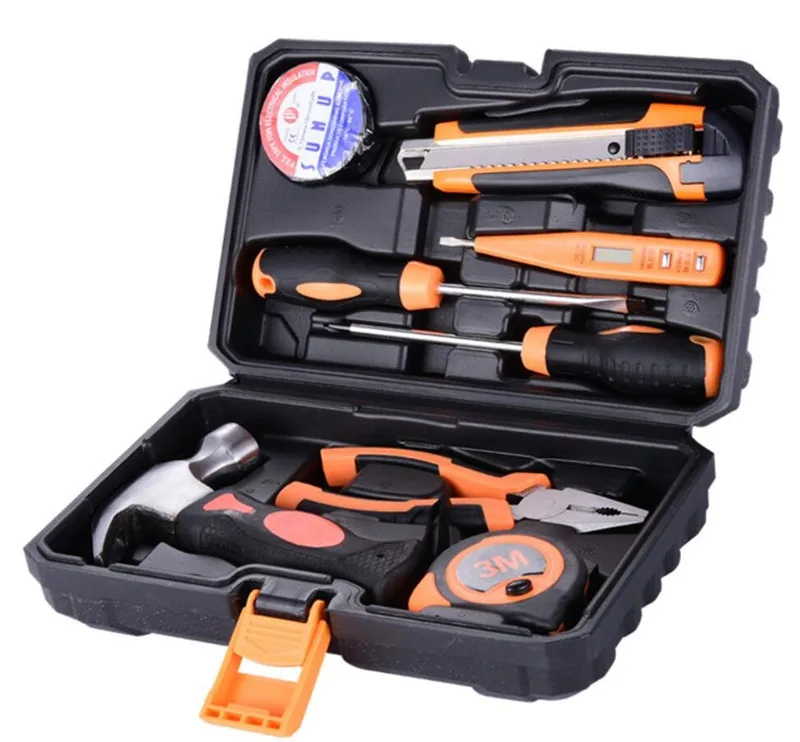 

8pcs/Set Hand Tool Set General Household Repair Hand Tool Kit with Plastic Toolbox Storage Case Hammer Pliers Screwdriver Knife